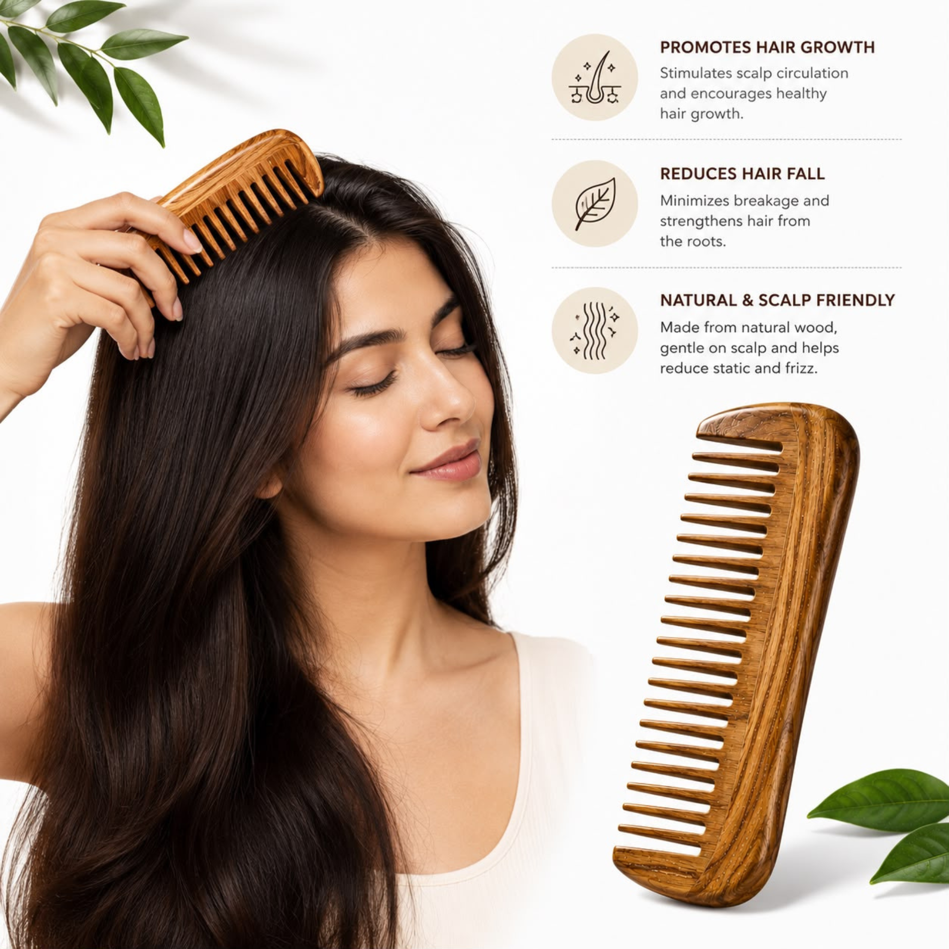 Wooden Hair Comb