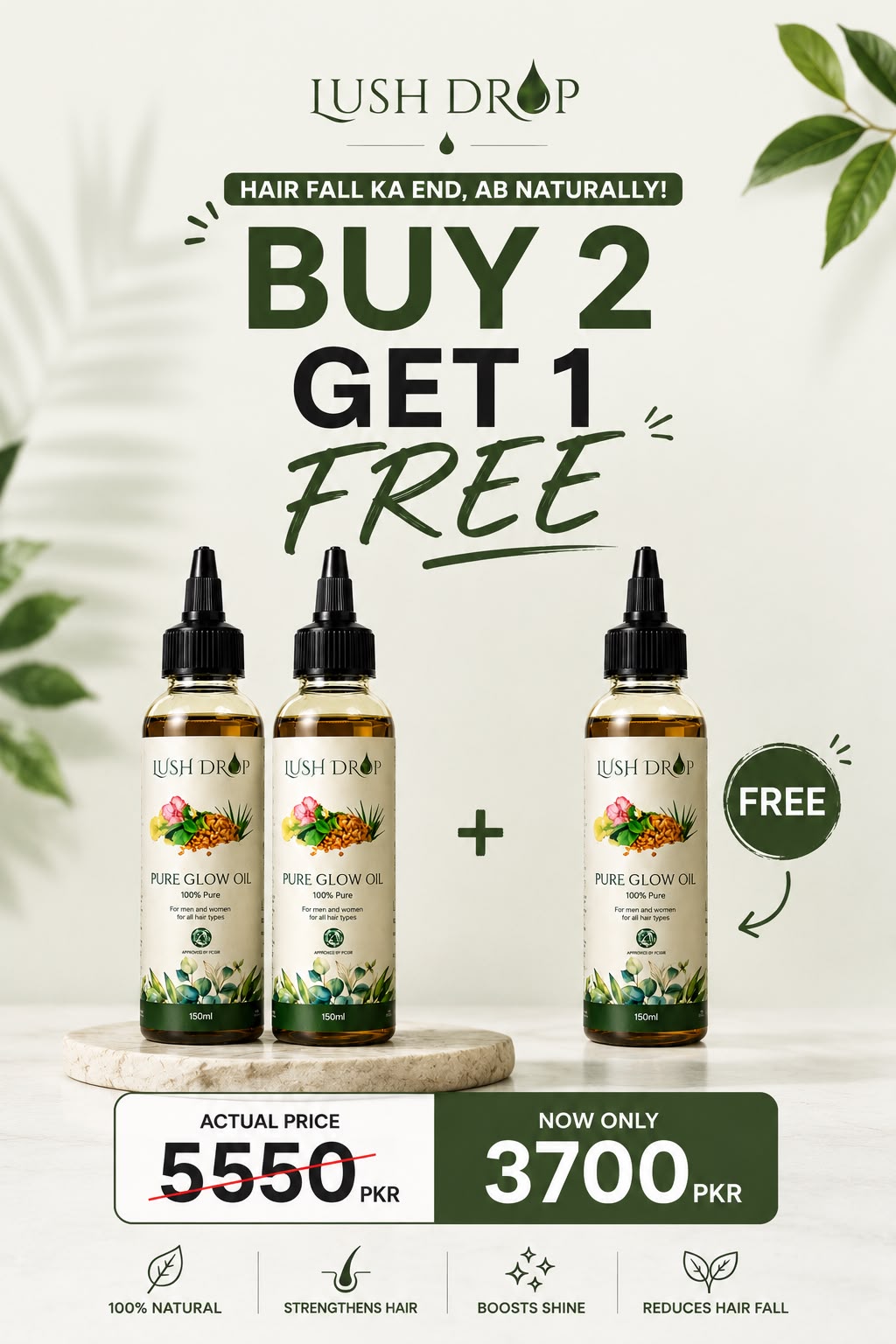 Buy 2 Pure Glow Hair Oil Get 1 Free Rose Meri OIi